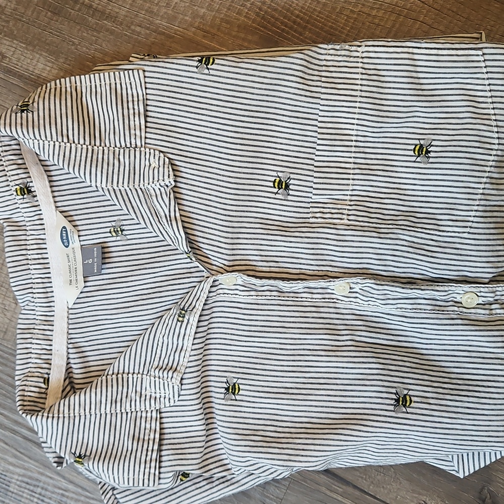 Striped Bumble Bee Button Down